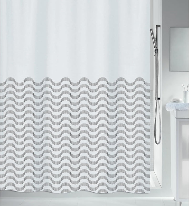 Spirella Anti-Schimmel Duschvorhang - Anti-Bakteriell, waschbar, wasserdicht - Polyester, „Vagues“ 1