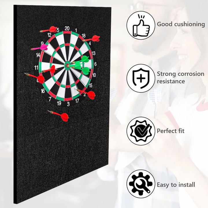 Flintronic Filz Dartboard-Wandschutz, HBT: 900x600x12mm, Dartscheiben Umrandung, Selbstklebend, Gesp