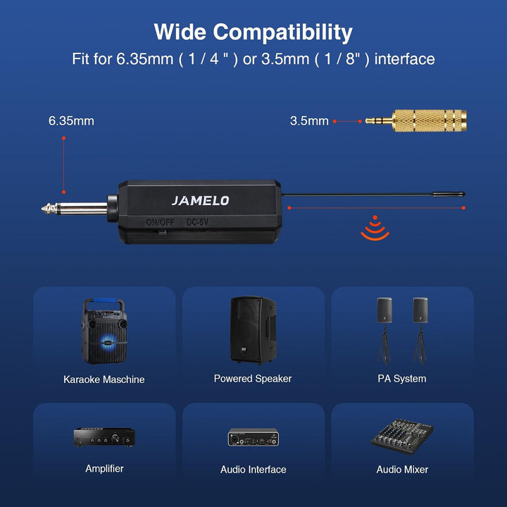 JAMELO Drahtloses Mikrofon, Dual Funkmikrofone und Empfänger, Professionelles UHF Handmikrofon Syste
