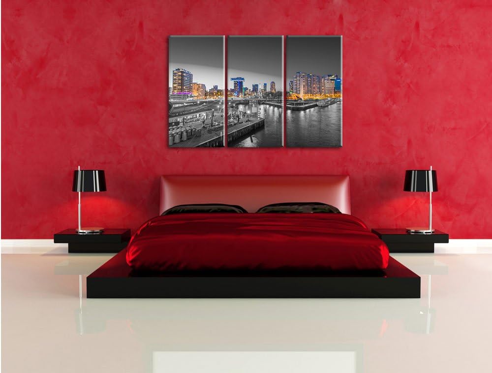 Pixxprint Ausblick auf Rotterdam als Leinwandbild/Grösse: 3 Teilig (120x80 cm) cm/Wandbild/Kunstdruc