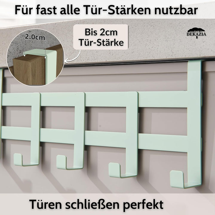 DEKAZIA® Türgarderobe Grün zum Einhängen – Bunte Kleiderhaken, Hakenleiste &amp; Garderobenhaken – Prakt