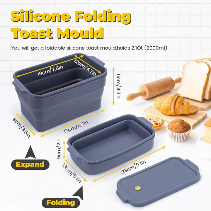 Faltbare Silikon-Brot-Kastenform mit Deckel, Antihaft-Backform für Ofen, hausgemachtes Brot, Hackbra