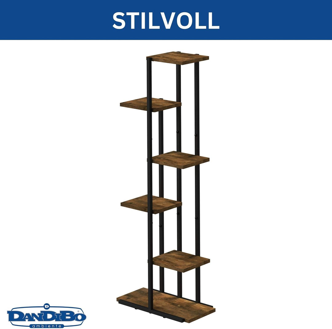DanDiBo Blumenregal Indoor Metall Schwarz 6 Etagen Holz 96581 Blumentreppe Pflanzenständer Modern Bl
