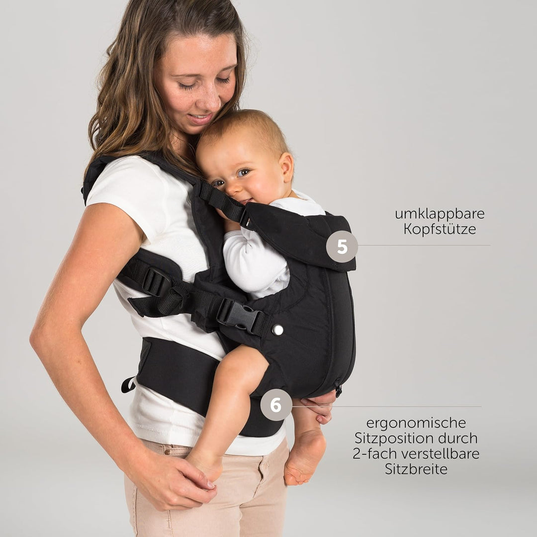 Fillikid - Ergonomische Babytrage/Kindertrage 4in1 - Bauchtrage, Rückentrage, variable Blickrichtung