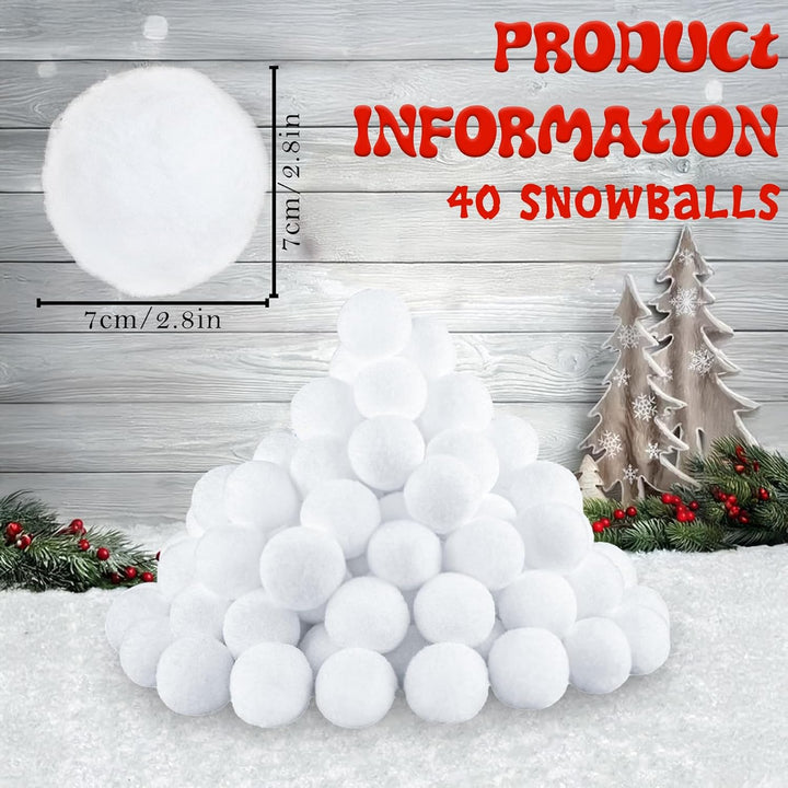 40 Stück Künstliche Schneebälle Weiss für Kinder Erwachsene Indoor Schneebälle Weihnachten Schneball