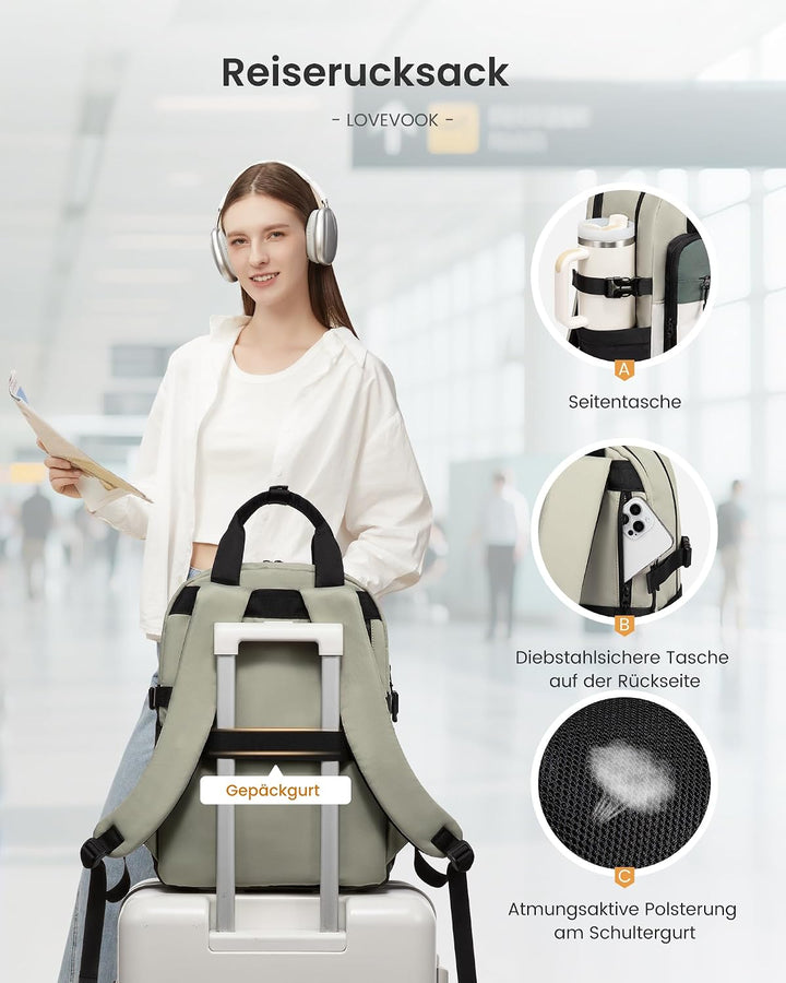LOVEVOOK Rucksack Damen, 15.6 Zoll Laptop Schulrucksack Teenager Mädchen | Schultasche Gross Wasserd
