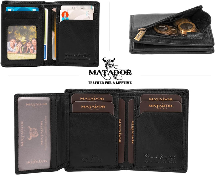 MATADOR Kartenetui Herren Leder 'Milano mit Geheimfach & Mini Münzfach | Minimalist Wallet Cardholde