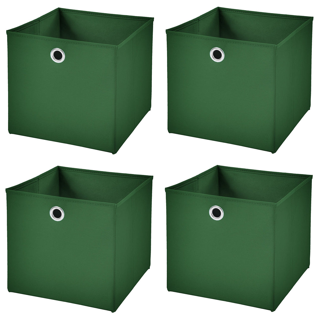 StickandShine 4er Set Dunkelgrün Faltbox 28 x 28 x 28 cm Aufbewahrungsbox faltbar, Dunkelgrün