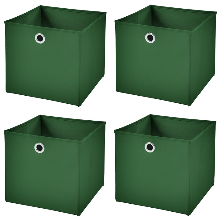 StickandShine 4er Set Dunkelgrün Faltbox 28 x 28 x 28 cm Aufbewahrungsbox faltbar, Dunkelgrün