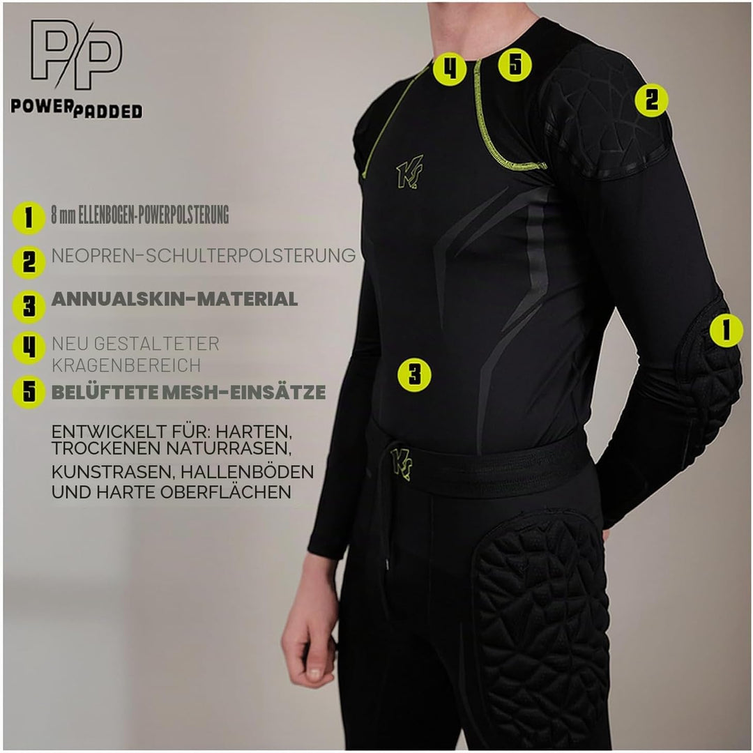 KEEPERsport PowerPadded Longsleeve Underwear Shirt Herren 140 Schwarz/Gelb, 140 Schwarz/Gelb