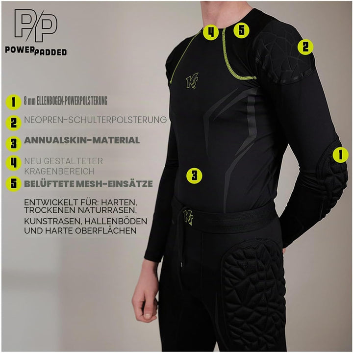 KEEPERsport PowerPadded Longsleeve Underwear Shirt Herren 140 Schwarz/Gelb, 140 Schwarz/Gelb