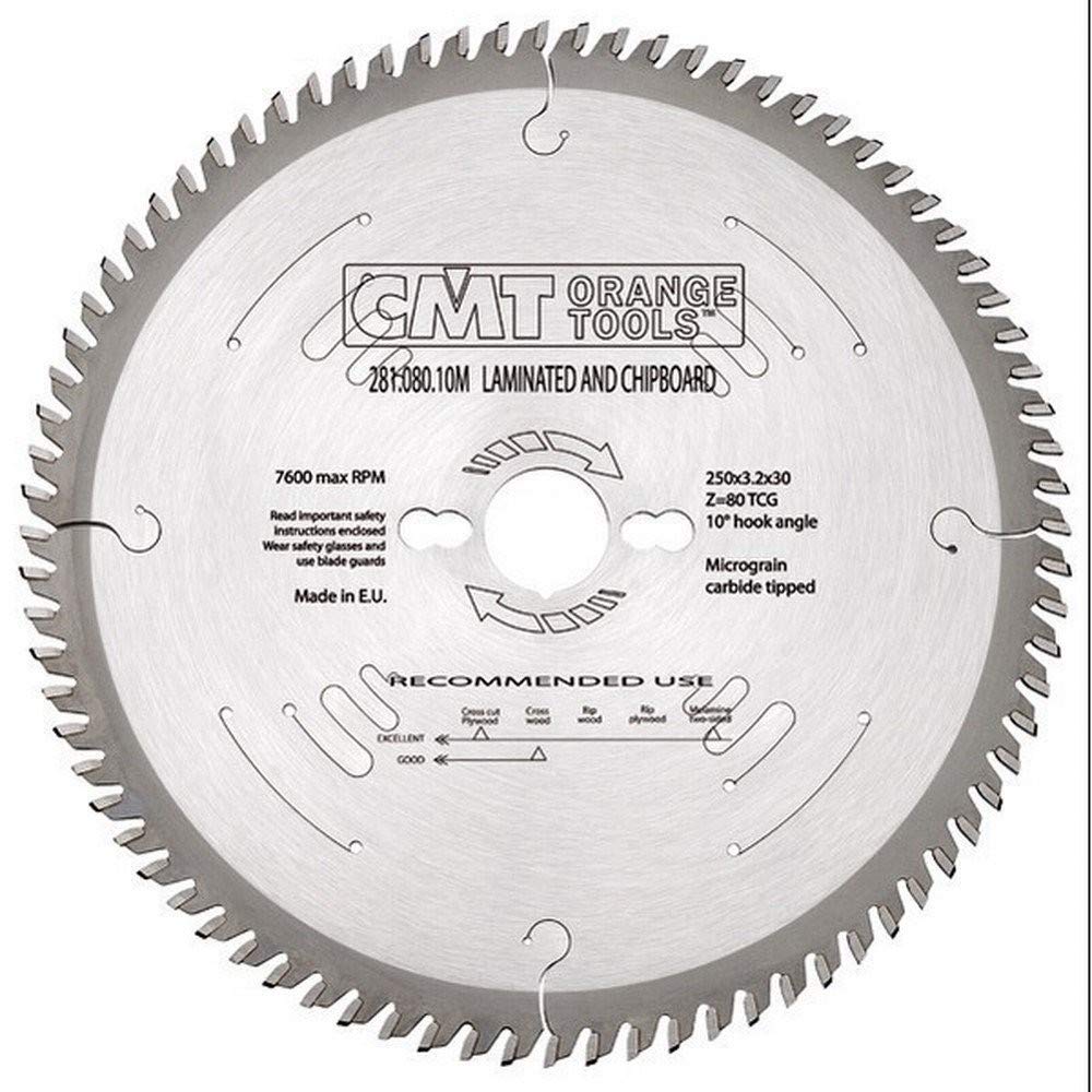 CMT Orange Tools Kreissägeblatt HW 250 x 3,2 / 2,2 x 30 Z=80 TCG - 281.080.10M - für Laminat und Spa