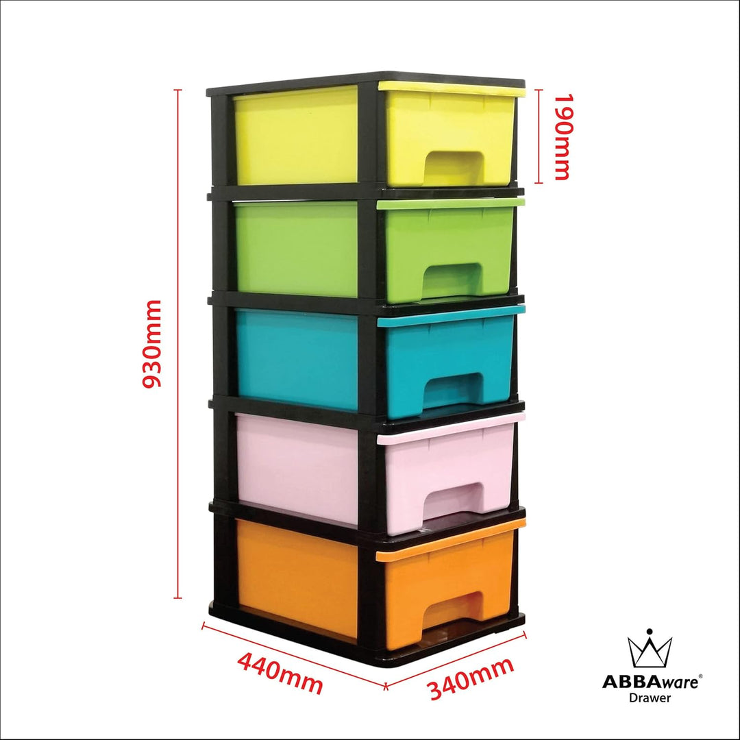 ABBAware Schubladenbox, Schubladen-Container auf Rädern, 5 grosse 17 Liter Schubladen, der Umwelt zu