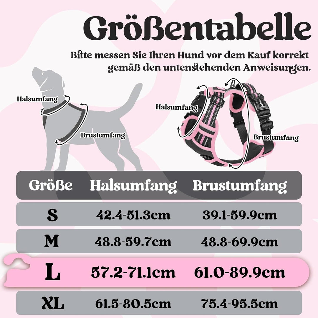 rabbitgoo Hundegeschirr Grosse Hunde, Verstellbare Geschirr Hund ohne Zug &amp; Würgen, Anti Zug hundege