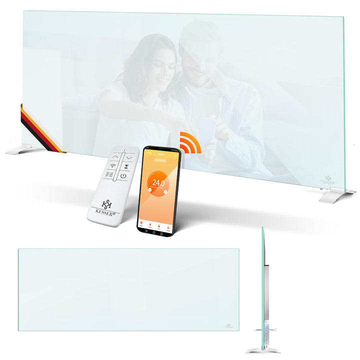 KESSER® Infrarotheizung 600W Glaskonvektor Glasheizung Energiesparend 2in1 Standgerät & Wandmontage
