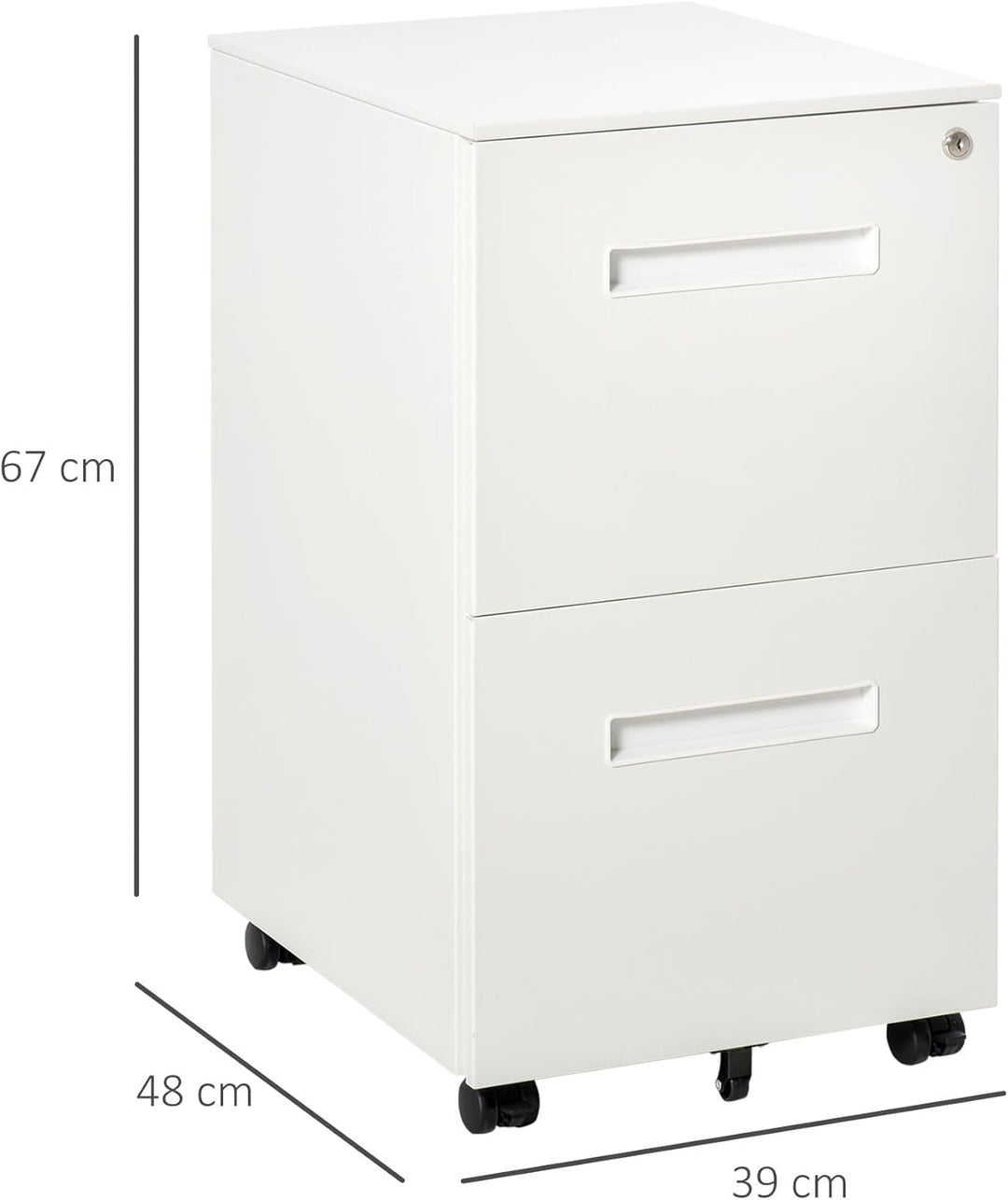 Vinsetto Rollcontainer Aktenschrank mit 2 Schubladen Abschliessbarer Rollschrank Bürocontainer Büros