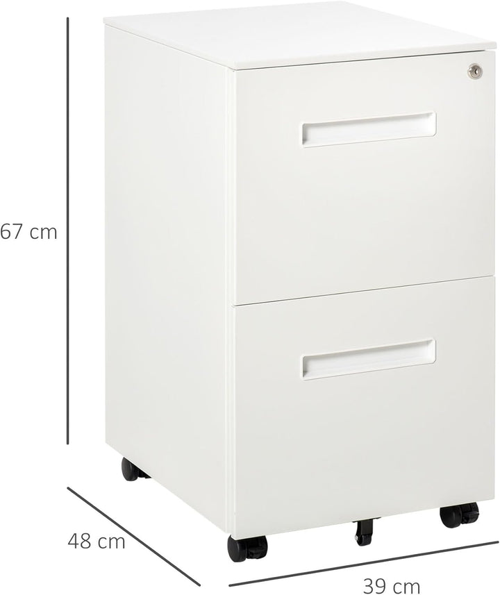 Vinsetto Rollcontainer Aktenschrank mit 2 Schubladen Abschliessbarer Rollschrank Bürocontainer Büros