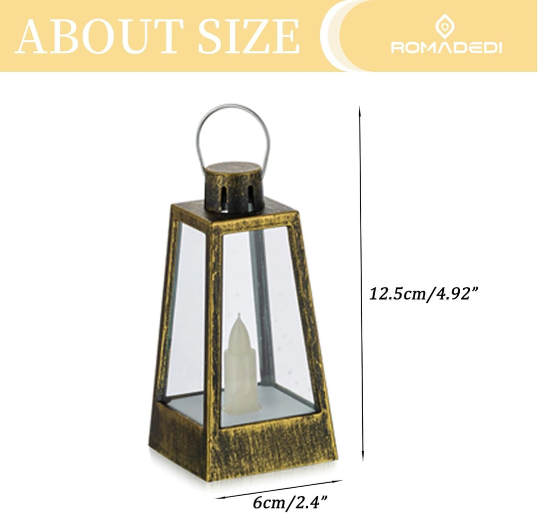 Orientalische Laterne Gold Weihnachten Tischdeko - Romadedi 10er Set Mini LED Laterne Metall mit Bat