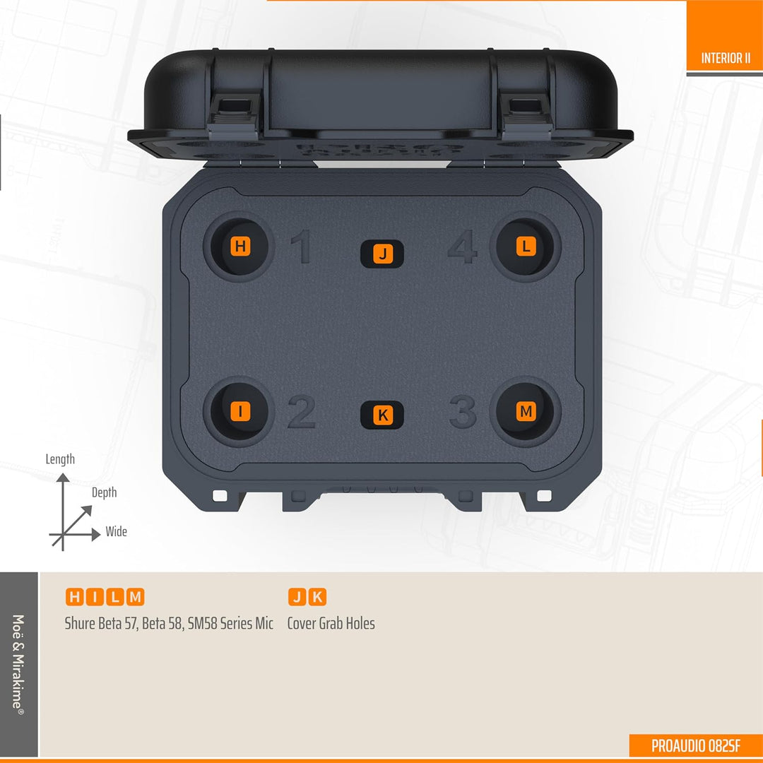 Moë &amp; Mirakime® IP67 Protector case for Shure Beta 57, Shure Beta 58, Shure SM58 Series Microphones.