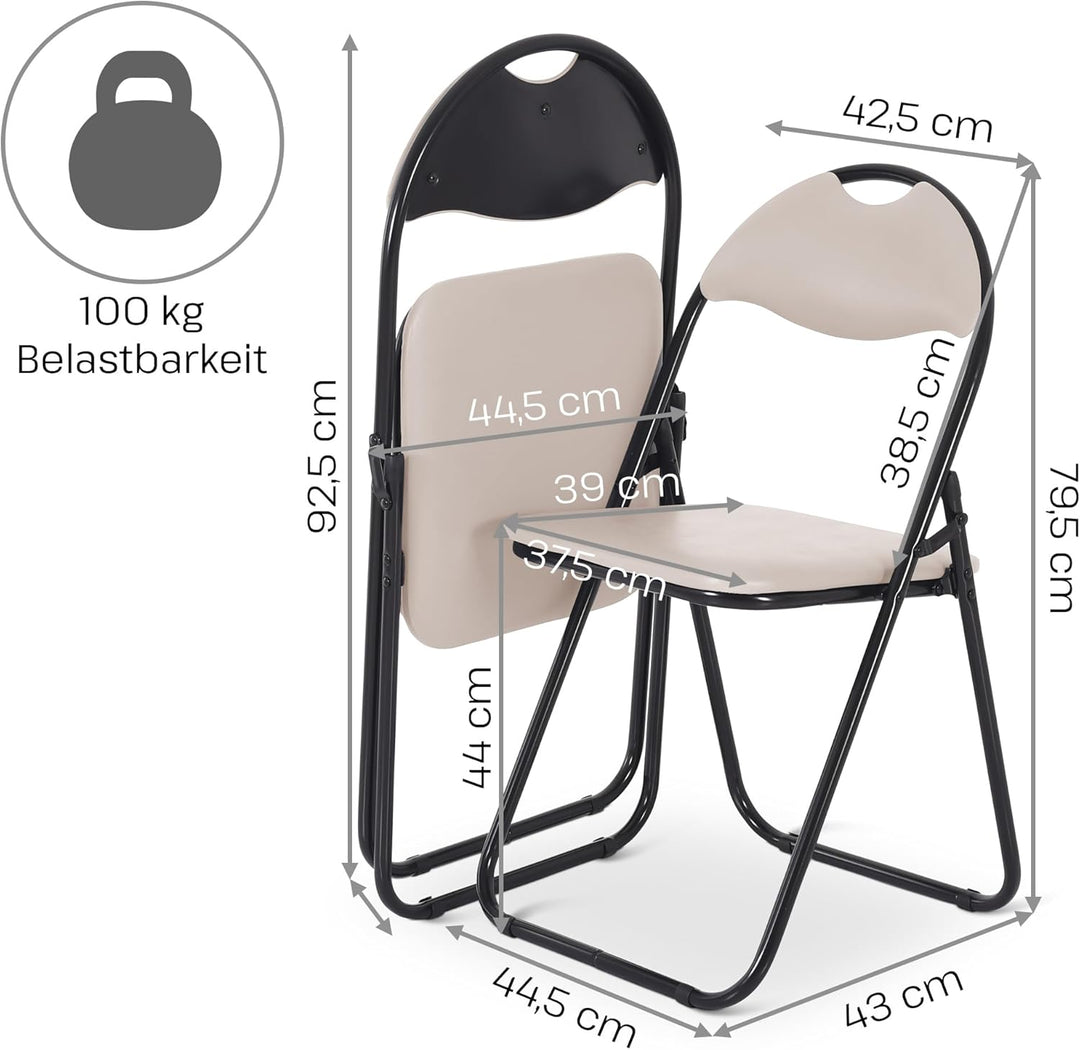 MACOShopde by MACO Möbel Raburg Gästestuhl 6er Set Paul - in BEIGE, stabiles Faltstuhl + Klappstuhl-