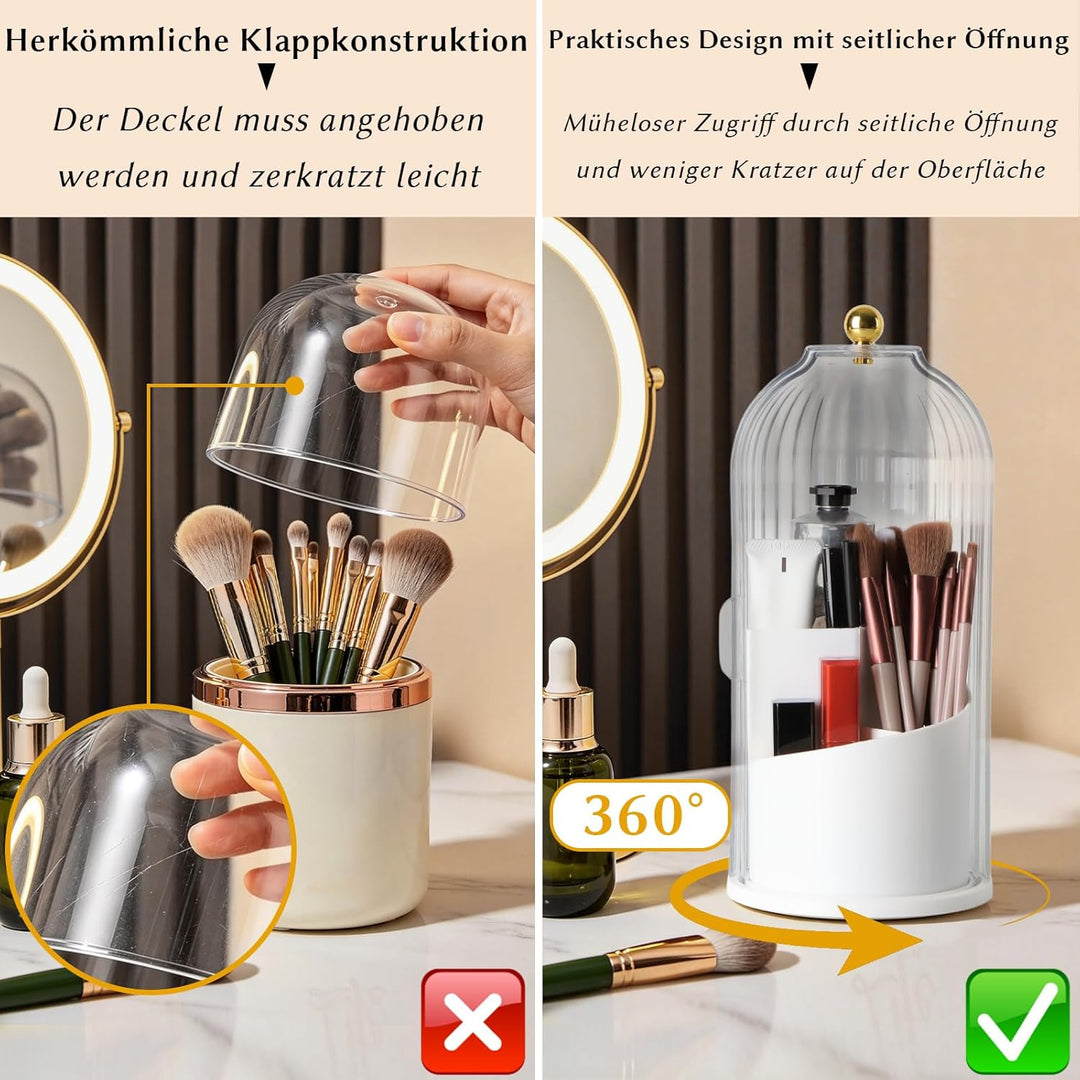 FAVORTALK Make-Up Pinselhalter mit Deckel, 360 Grad Drehbare Makeup Pinsel Veranstalter Spinning Kos