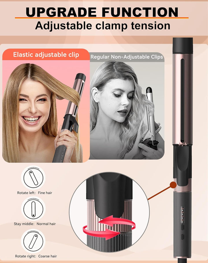 Lockenstab Grosse Locken 32mm, UKLISS PRO Lockenstäbe mit Klemme, Dicker Lockenstab für Lange Haare