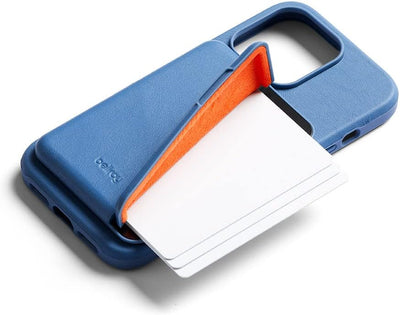 Bellroy Mod Hülle + Brieftasche für iPhone 14 Pro - (Leder-Handyhülle, Slim Card Holder) - BlueDaze,