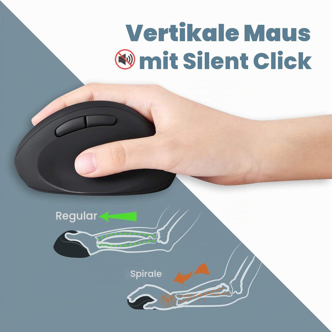 Perixx PERIDUO-606 Wireless Mini Ergonomic Keyboard with Portable Vertical Mouse - Adjustable Palm R