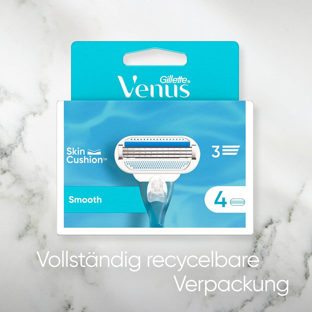 Gillette Venus Smooth Damenrasierer Ersatzklingen, Set von12, mit 3 sich der Körperkontur anpassende