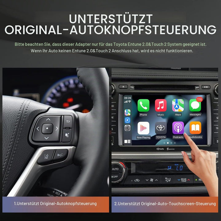 CARabc Wireless Carplay Android Auto Adapter für Toyota mit Entune2.0 2014-2019, Passend für Tundra/