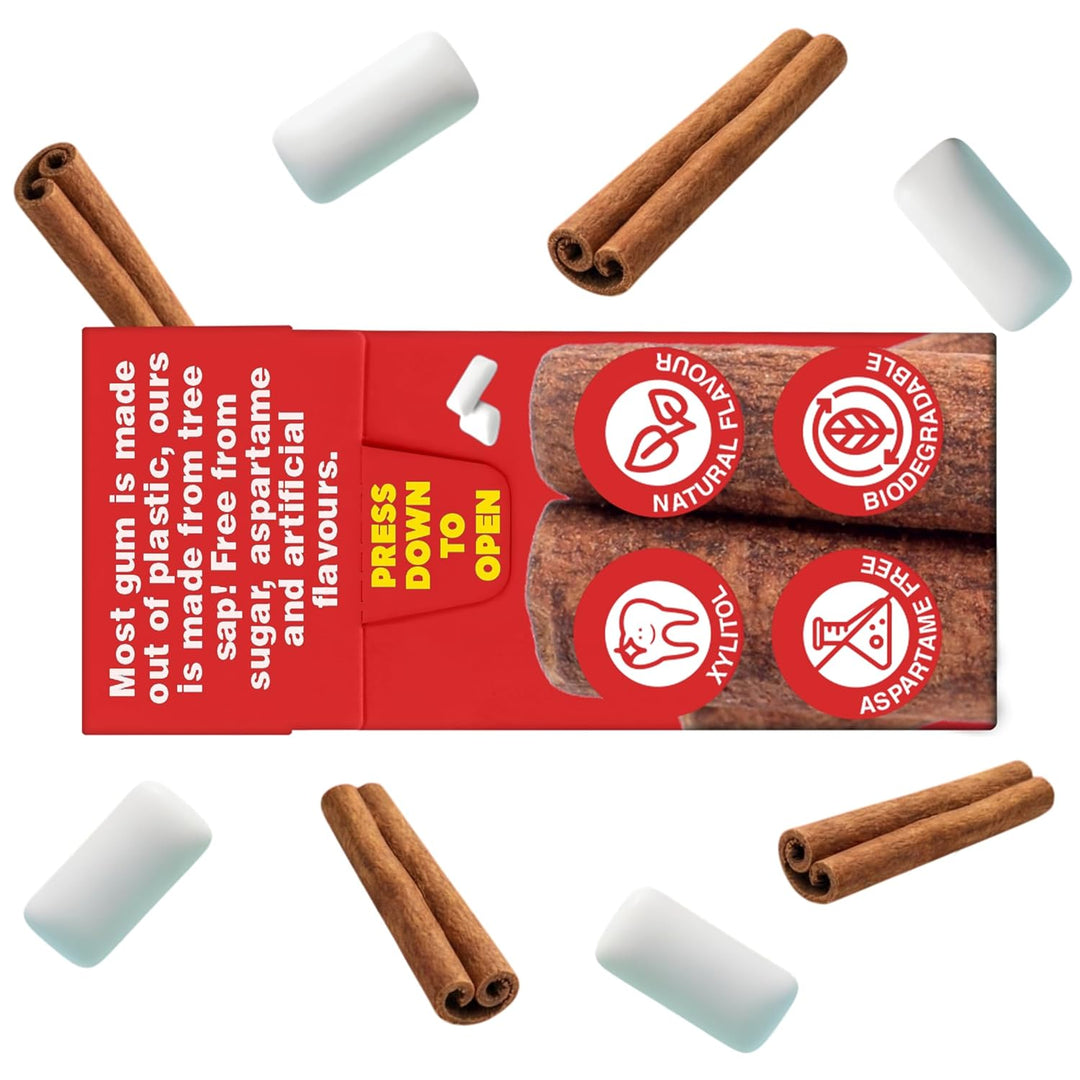 Chewsy Zimt | natürlicher, plastikfreier Kaugummi | zuckerfrei + aspartamfrei | mit 100% Xylitol ges