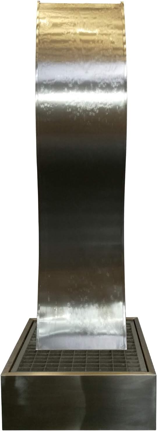 Köhko Wasserwand Höhe ca. 180 cm 26005 Wasserfall mit LED-Beleuchtung und Edelstahlbecken 150 CM Ede