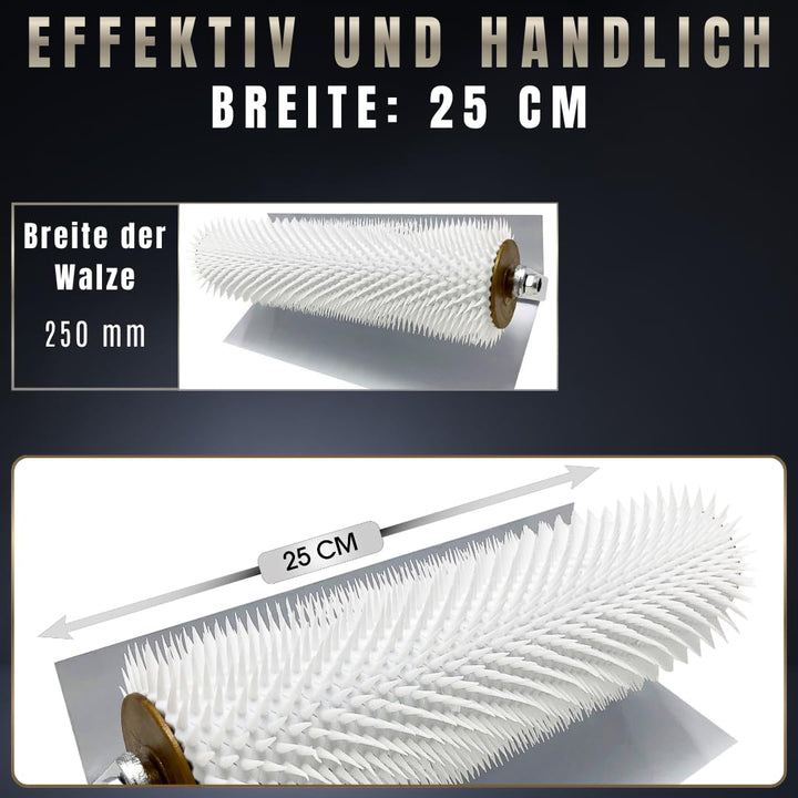 Pangolino - Entlüftungsroller - 25 cm mit Spritzschutz - Stachellänge: 11 mm - Profi-Qualität - Stac