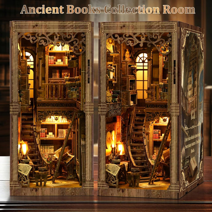 Book Nook Kit für Erwachsene - CRIOLPO DIY Miniatur Haus Holzpuzzle 3D Puppenhaus - Buchstütze für B