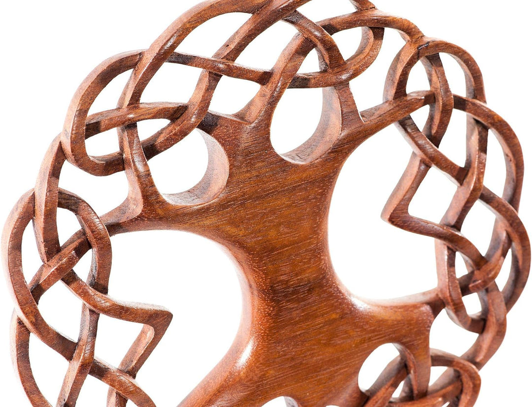 Windalf Zartes Celtic Holz Wanddeko WINWOOD Ø 22 cm Keltischer Lebensbaum mit keltischen Knoten Baum