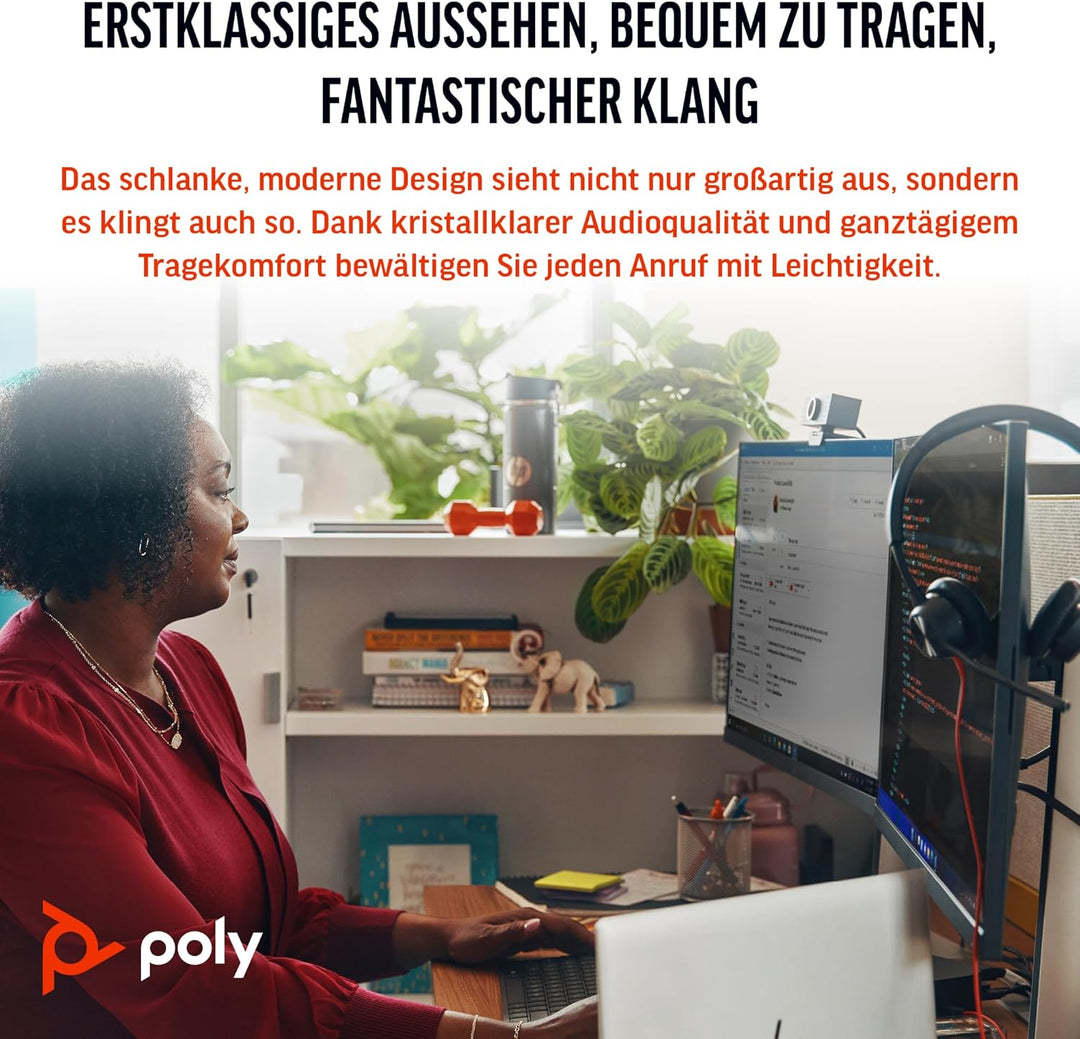 Schnurgebundenes Headset Poly Blackwire 3320 – Flexibler Mikrofonarm – Hi-Fi-Stereo – Verbindung mit