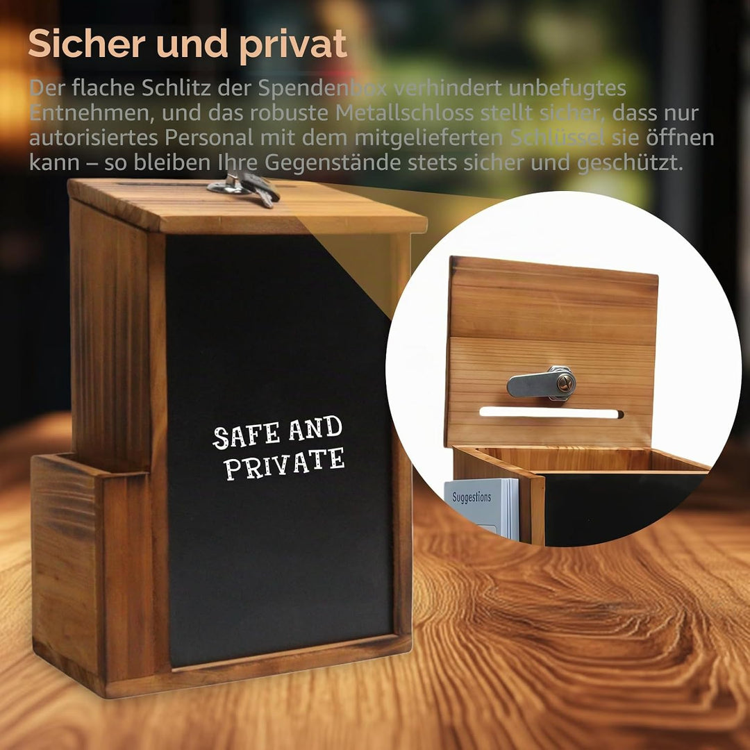 Vorschlagsbox Aus Kieferholz, Spendenbox Mit Schloss, Hölzerne Vorschlagsbox, Wooden Tip Briefkasten