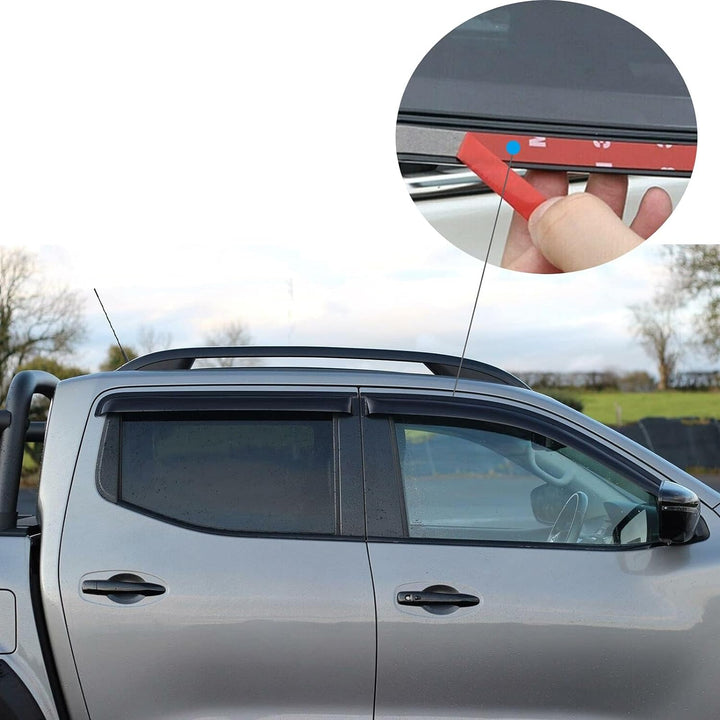JHCHAN Windabweiser Regenabweiser für Nissan Navara NP300 D23 2015-2022 Doppelkabine Rauch Schwarz R