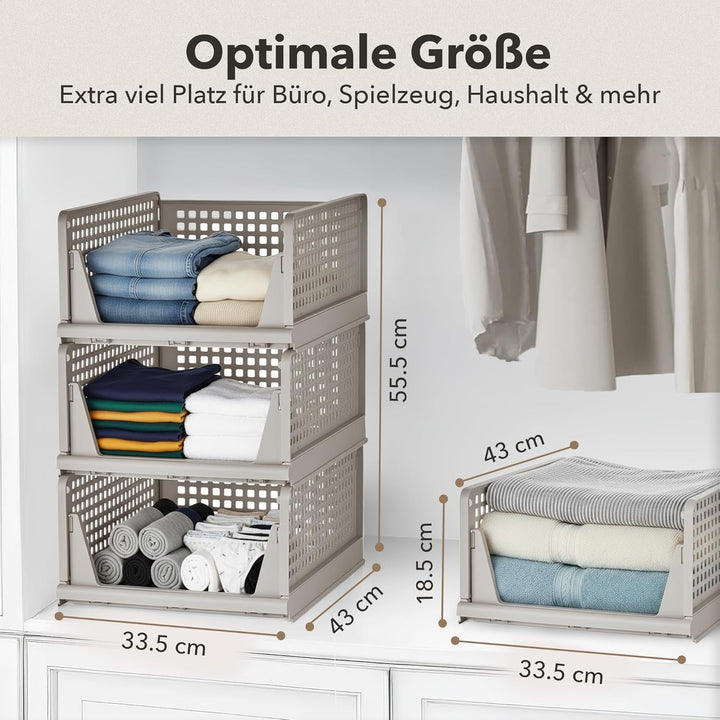 Schrank Organizer 3er Set (Faltbar & Stapelbar) – Kleiderschrank Organizer Boxen, platzsparende Aufb