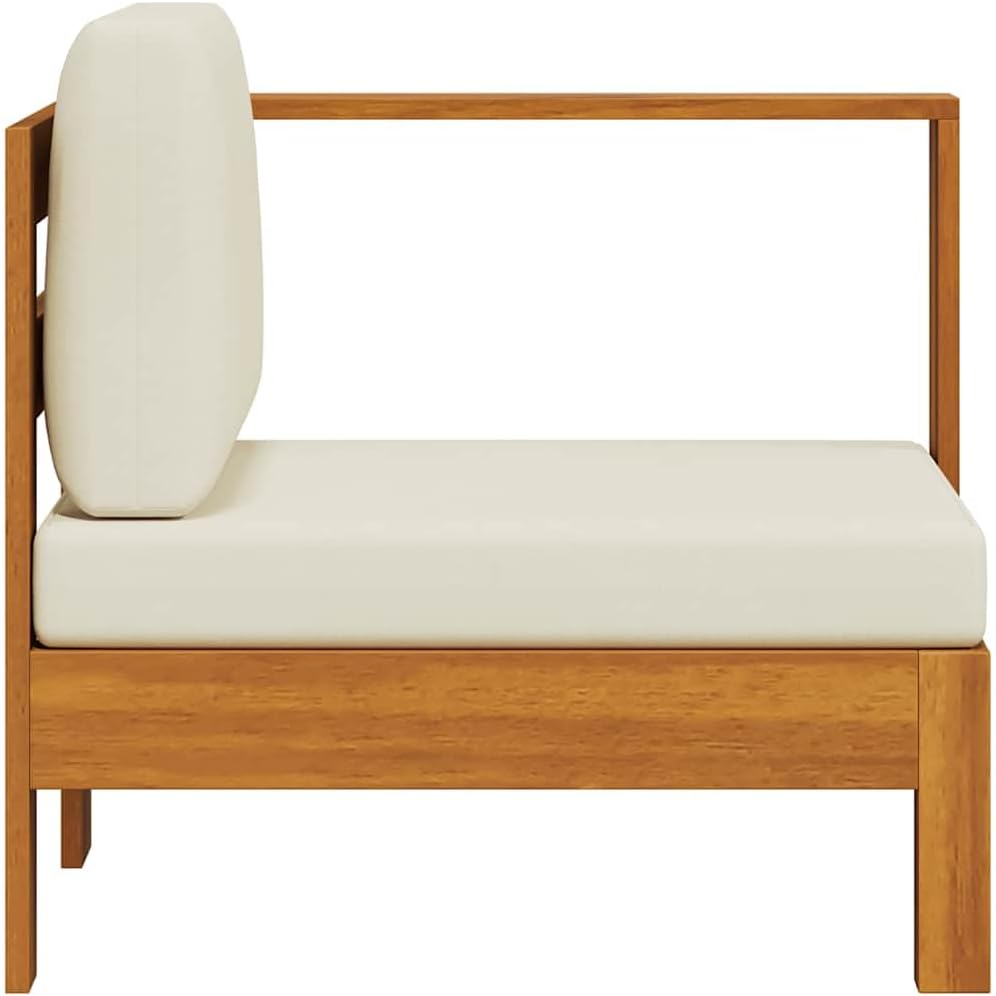 vidaXL Akazienholz Massiv Mittelsofa mit 1 Armlehne Sofa Lounge Gartensofa Einzelsofa Gartenmöbel Lo
