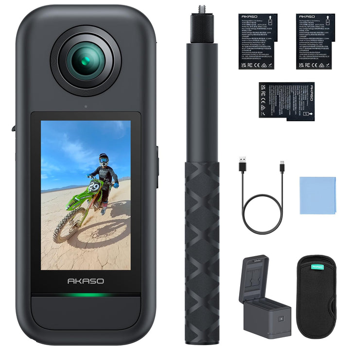 AKASO 360° Action Cam Creator-Set - 5.7K 72MP 360 Grad Actionkamera Duale 1/2" 48MP Sensoren, 2.29''