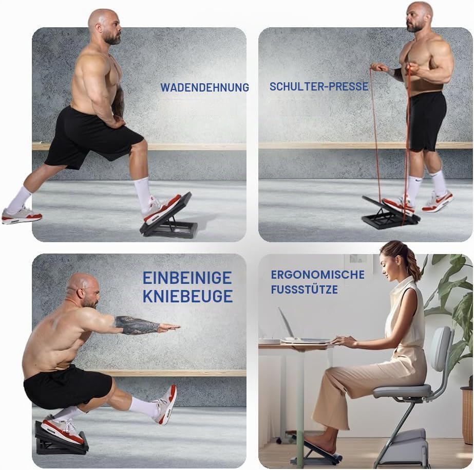 Yes4All Premium Schrägbrett & Wadendehner aus Stahl, einstellbar & rutschfest, für Stretching & Reha
