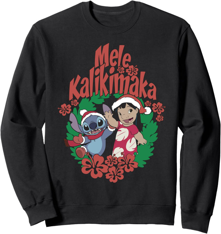 Disney Lilo & Stitch Christmas Mele Kalikimaka Wreath Sweatshirt