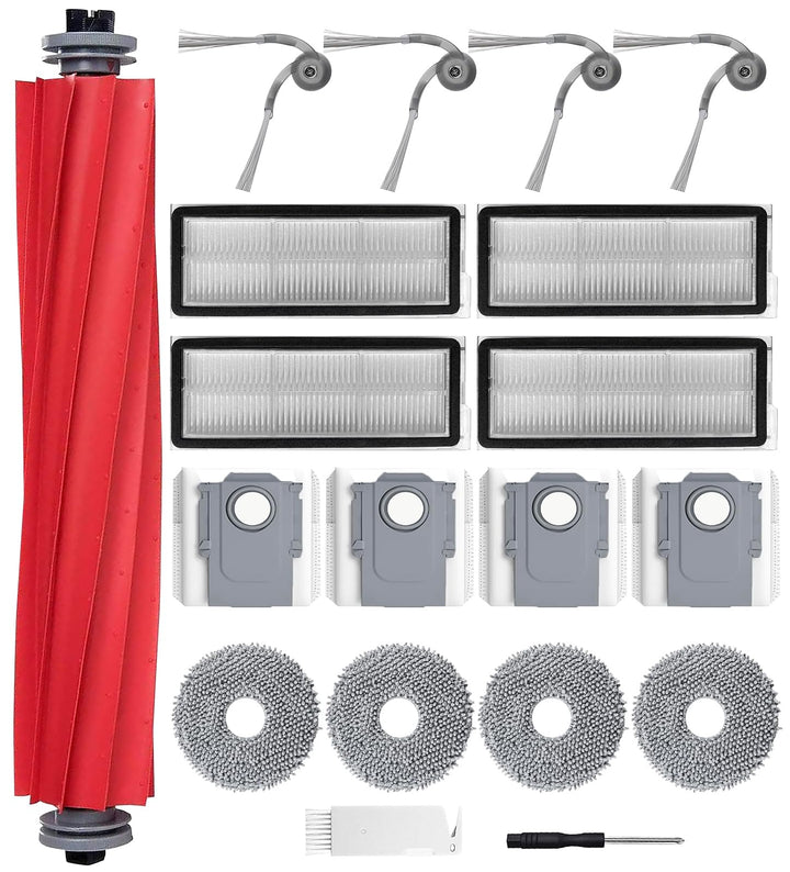 Zubehörset für Roborock QV 35A / QV 35S Saugroboter, 1 Hauptbürste 4 Staubbeutel 4 Wischtücher 4 HEP