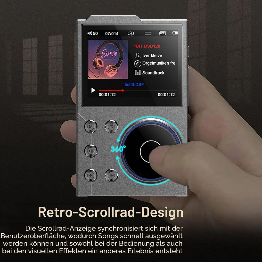 HiFi-MP3-Player, Bluetooth 5.3, Verlustfreier Sound, Hochauflösender Musik-Player, Tragbarer Audio-P