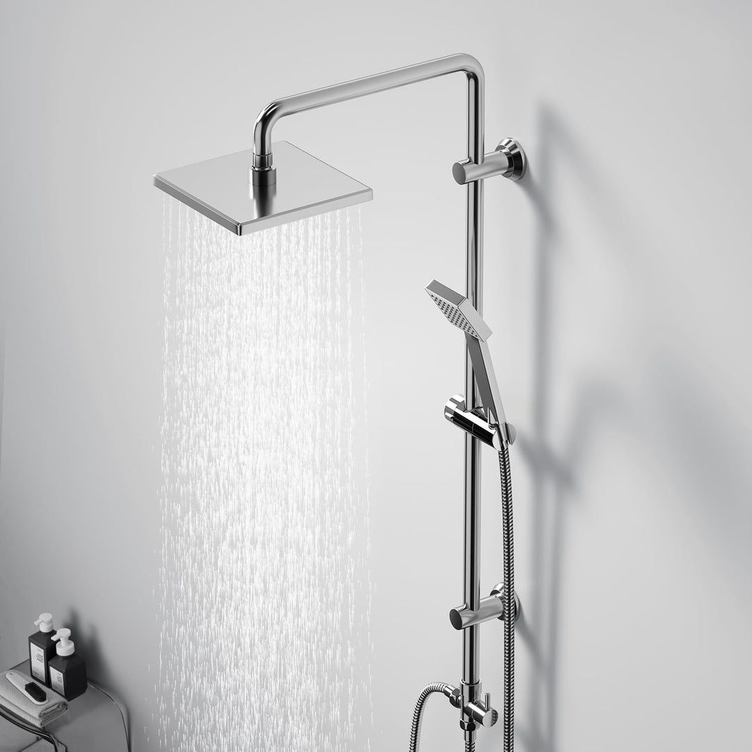 JOHO Edelstahl Duschsystem ohne Duscharmatur Chrom Duschset Überkopfbrauseset mit ABS Kopfbrause 20x