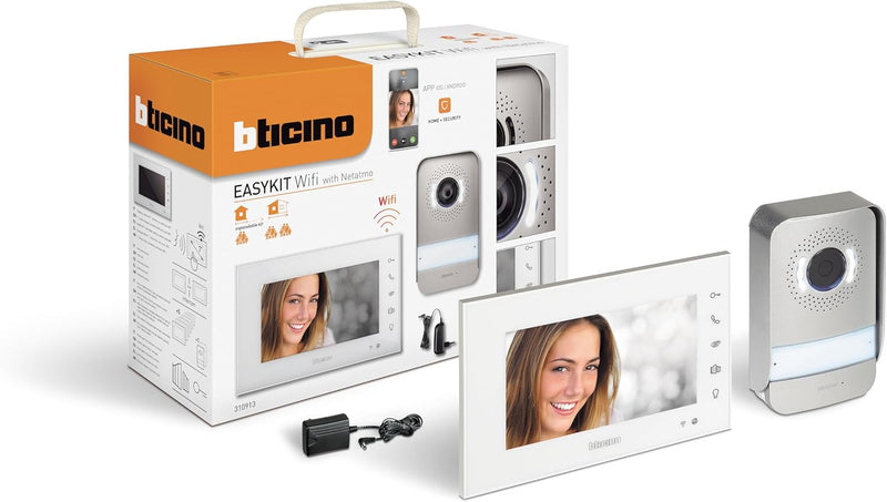 Bticino 310913 Easykit WLAN-Video-Gegensprechanlage für Ein-Familien, Plug-In 2 Drähte mit 1 externe