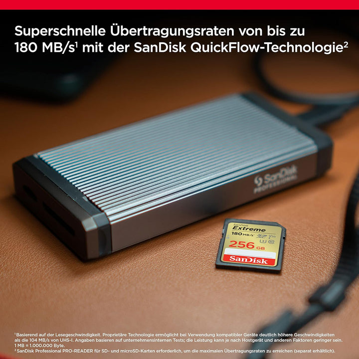 SanDisk Extreme SDXC UHS-I Speicherkarte 256 GB (V30, 180 MB/s Übertragung, U3, 4K UHD Videos, SanDi