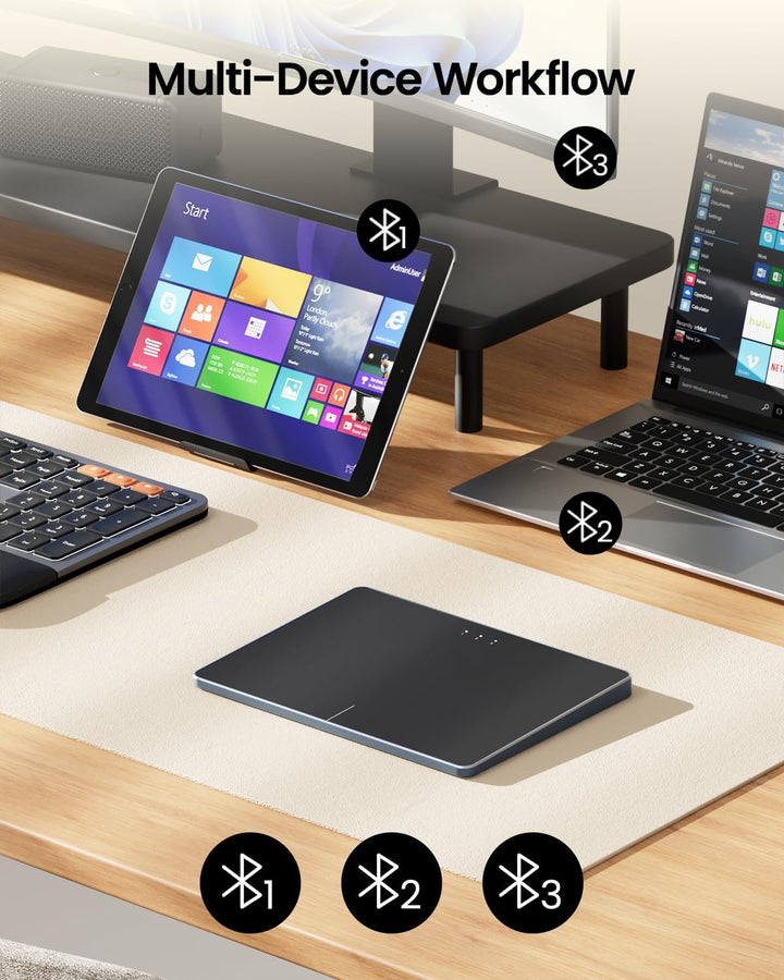 ProtoArc Kabellose Trackpad für Windows 10/11(NOT für Mac), T1 Plus Bluetooth Hochpräzises Touchpad