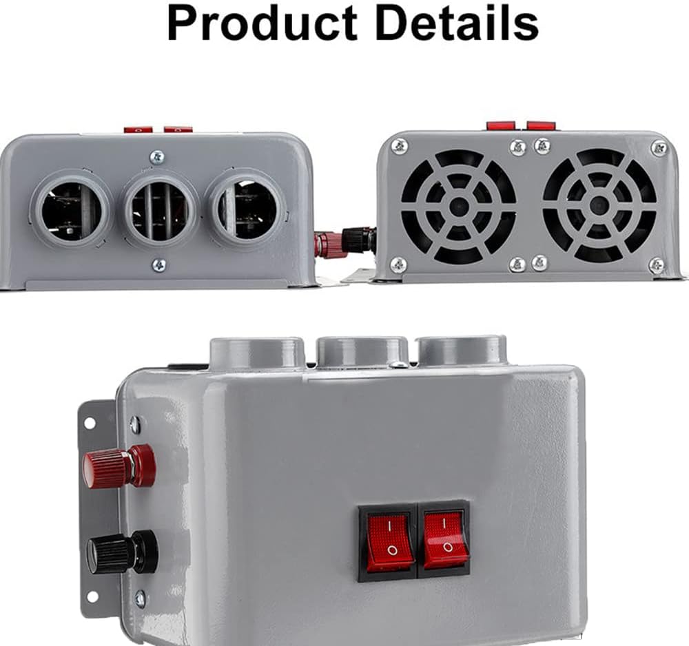 TOTMOX 12V 800W Autoheizung Winterheizung Compact Autoheizung 3 Luftauslässe, 2 Ein/Aus-Schalter, 12